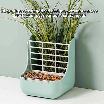 2 in 1 Food Hay Feeder for Guinea Pig, Rabbit Feeder, Indoor Hay Feeder for Guinea Pig, Rabbit, Chinchilla, Feed Bowls Use for Grass & Food (Yellow)