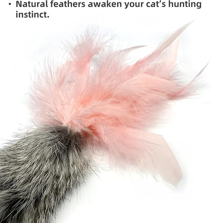 3 Pack Rabbit Fur Catnip Toys with Feathers – Interactive Carrot Cat Toys with Galls Fruit for Indoor Cats and Kittens