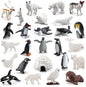 26Pcs Arctic Animal Figures - Polar Animal Toys Figurines with Penguins Arctic Fox Wolf Polar Bear Reindeer - Miniature Toys Cake Topper Christmas Birthday Gift for Kids & Toddlers