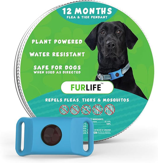 FurLife Blue Dog Tag, Flea and Tick Prevention for Dogs - Waterproof Pendant for Collar, Safe for All Breeds