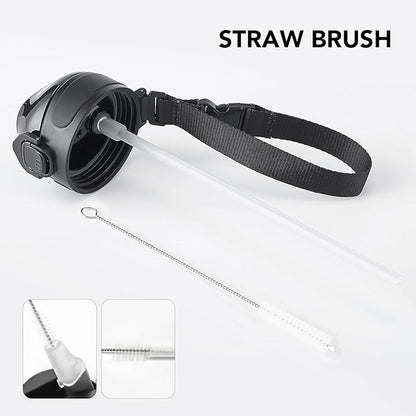 Enerbone 32 oz Insulated Water Bottle, Stainless Steel Bottle with Carrying Strap, Double-Wall Vacuum Insulation Design, Leakproof Sports Bottle with Straw, Keep Drinks Cold or Hot for Hours