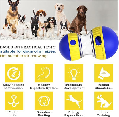 Dog Treat Dispensing Puzzle Toy Adjustable Food Dispenser Slow Feeder Puppy Enrichment Training Rolling Ball Pet Interactive Chase Toys for Small Medium Large Dogs to Keep Them Busy