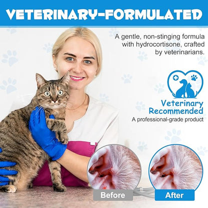 Ear Infection Treatment Drops for Dogs and Cats, Pets Ear Cleaning Solution Drops with 1% Hydrocortisone Soothing Dog Yeast Infection, Itchy Ear Relief, Pet Ear Care Supplies for Dogs & Cats - 2 fl oz