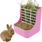 2 in 1 Food Hay Feeder for Guinea Pig, Rabbit Feeder, Indoor Hay Feeder for Guinea Pig, Rabbit, Chinchilla, Feed Bowls Use for Grass & Food (Pink)
