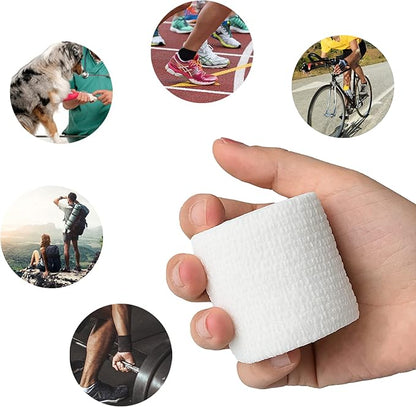 9 Pack 2" x 5 Yards Self Adhesive Bandage Wrap Self Stick Wrap for Ankle, Wrist, Finger, Sports, Breathable Cohesive Vet Tape for Pets (White)