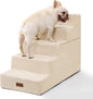 Dog Stairs for High Bed 22.6" H,5-Step Dog Steps for Small Dogs and Cats,Indoor Non-Slip Balanced Pet Stairs are Suitable for Puppy,Older Cat,Beige