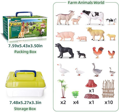 35 PCS Farm Animals Toys for Toddlers 3 Years Old Boys and Girls Realistic Animal Figures Playsets Toys for Kids 3~8 Christmas Birthday Gift