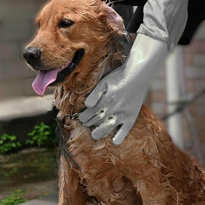 Dog Washing Gloves, Pet Grooming Gloves with Soft Brushes, Bathing and Massaging for Dogs and Cats, Silicone Heat Resistant Cleaning Gloves with High-Density Teeth (Gray)