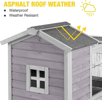 AIVITUVIN Rabbit Hutch Indoor with Wire Rabbit Cage Outdoor Bunny Cage with Run Guinea Pig Cage Leakproof Pull Out Tray