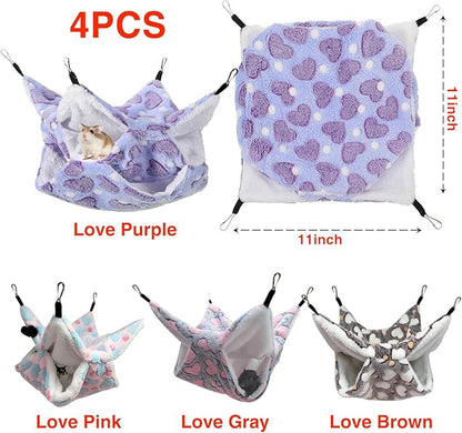 4Pcs Rat Guinea Pig Hanging Hammock Ferret Hanging Bed Pet Cage Hammock Accessories for Small Animals Chinchilla Parrot Sugar Glider Ferret