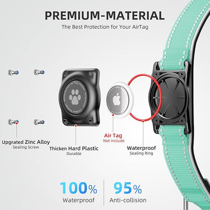 Airtag Dog Collar - 100% Waterproof Air tag Dog Collar Holder for Apple AirTag, Reflective, Soft Padded, Everlasting, GPS Dog Collar for Small Medium Large Dogs (Teal, M)