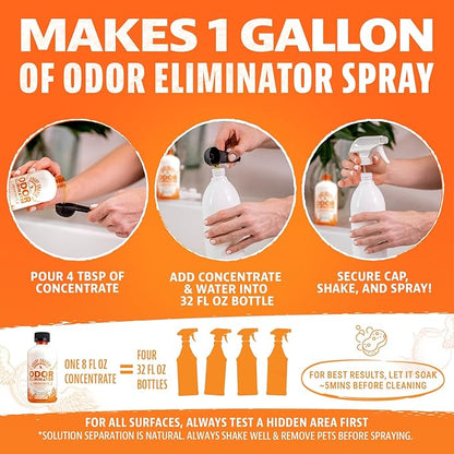 Angry Orange Pet Odor Eliminator Concentrate for Cat Urine and Smells - Fresh Scent - 8 oz (Makes 128 oz of Cleaner)