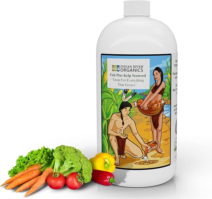 Fish & Kelp Blend Fertilizer - OMRI Listed Organic Fertilizer (36 oz) 1 Quart- Liquid Organic Fish and Kelp for Turf, Flowers, Shrubs, Plants, Fruits & Vegetables