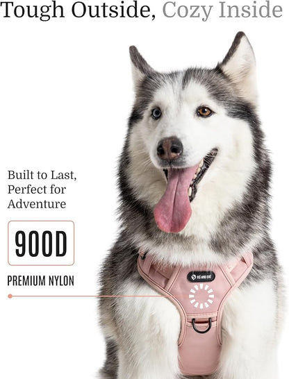 2025 New Edition, Fei & Eve MagEase Dog Harness - 3-Second Magnetic Buckles | 3-Point No-Pull Control | Heavy-Duty 900D Nylon | Dual Safety Handles | Breathable Mesh | Adjustable Fit | Medium, Pink