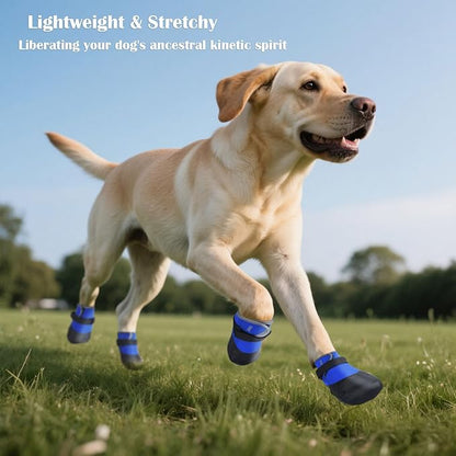 Dog Shoes Lightweight Dog Boots-Breathable Knitted Paw Protector with Adjustable Strap for Hot Pavement, Rain Walking, Hardwood Floors Anti Slip Reduce Noise, Prevent Licking Paws(Blue,XL)
