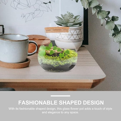 Fish Bowl with LED Light - Small Betta Fish Tank with LED Lighting and Lid Glass Fish Bowl Small Aquarium for DIY Landscape