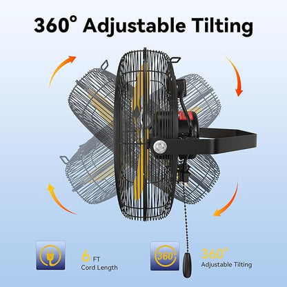 12 Inch Wall Fan Pro Series - Sealed Motor High Velocity Wall Mount Fans for Commercial, Residential, Warehouse, Covered Patio, Shop, Garage, Barn, Gazebo 3 Speed 2800 CFM UL Safety Listed