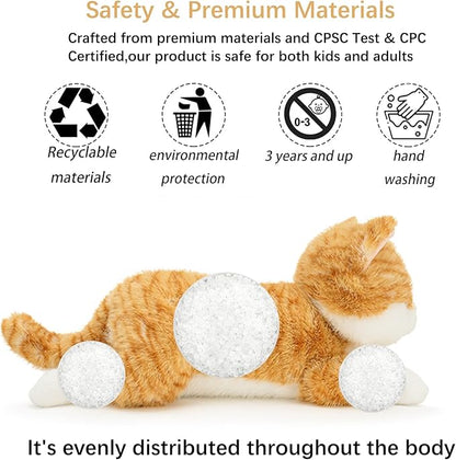 19 inch 3 lbs Cat Weighted Stuffed Animals, Realistic Weighted Cat Stuffed Animal, Sensory Comfort Plush Throw Pillow, Soft Kawaii Kitty Plush Toy Gift for Adults Kids Youth