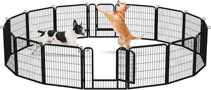 24 Inch Dog Playpen - 16 Panels Metal Pet Exercise Pen for Puppy, Indoor/Outdoor Dog Fence for Yard, Garden, Camping & RV Travel