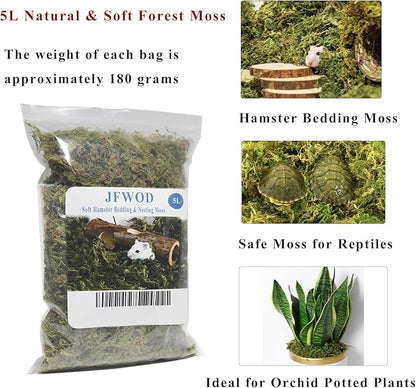 5L Forest Moss for Hamster Syrian Gerbils Bedding, Natural Moss Perfect for Potted Plants, Terrariums, Reptile Tanks and Live Creature Projects