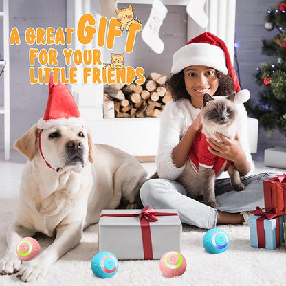6 Pack Interactive Cat Ball Toy for Indoor Automatic Smart Rolling Ball with LED Light 2 Modes Electric Self Rolling Toy for Large and Small Puppy Kitten