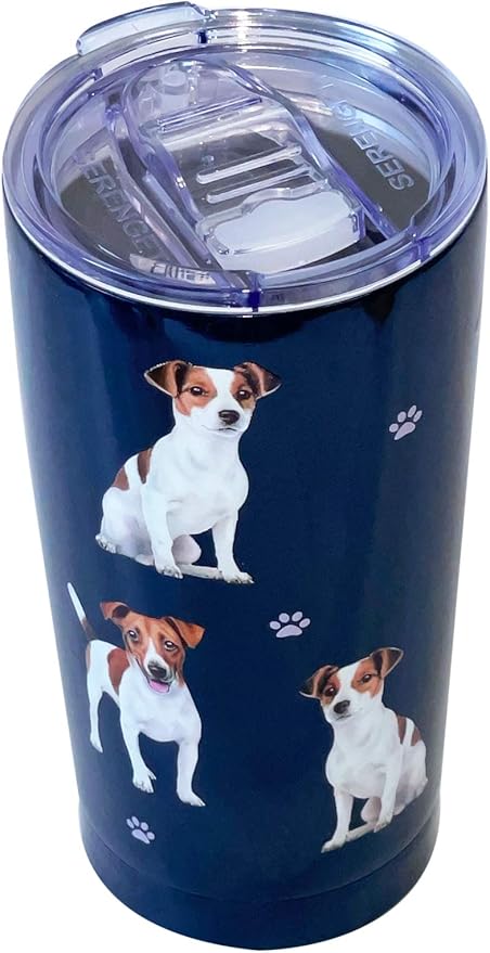 Jack Russell Terrier Tumbler SERENGETI 16 Oz. Stainless Steel, Vacuum Insulated Tumbler with Spill Proof Lid - 3D Print - Insulated Travel mug for Hot or Cold Drinks (Jack Russell Terrier Tumbler)