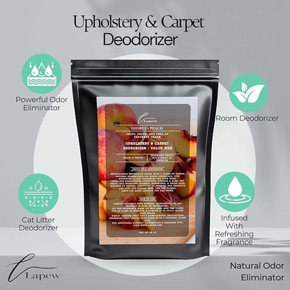 Georgia Peach Carpet Freshener Powder Refill 36 oz | Powerful Odor Eliminator for Home | Upholstery Deodorizer | Carpet Deodorizer | Pet Urine | Cat Litter Box
