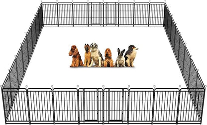 Dog Playpen Outdoor 32 Panels Heavy Duty Dog Fence 47" Height with Thick Pipe Anti-Rust with Doors Portable for RV Camping Yard, Total 71FT, 406 Sq.ft, Snowy Black
