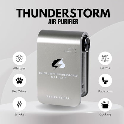 EdenPURE Thunderstorm III Air Purifier – Small Plug-In Ozone Generator & Ionizer – Eliminates Odors, Pet Smells, Smoke, Mold – Filter-Free Portable Cleaner for Home, Travel, Car, Office Use