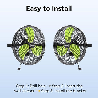 18 Inch Wall Fan Pro Series - 4900 CFM 3 Speed High Velocity Industrial Wall Mount Fans for Commercial, Residential, Warehouse, Covered Patio, Shop, Garage, Barn, Gazebo UL Safety Listed