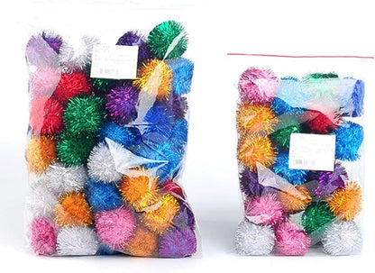 20 Pack 2 Inches Sparkle Balls for Cats, Large Size, Glitter Pom Poms Fuzzy Balls for Cats, Kitten Indoor Assorted Color Random