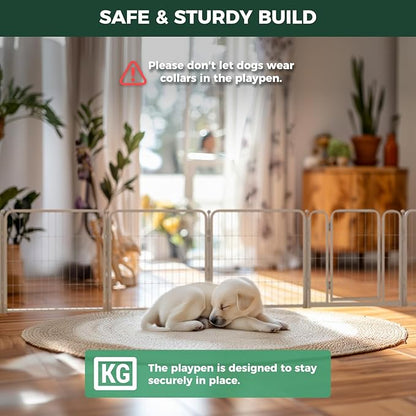 FXW Homeplus Unleashed Indoor Dog Playpen - Stress-Free and Safe Play, Heavy Duty 24 Inch 16 Wire Panels Dog Pen for Puppy and Small Dogs, White│Patented