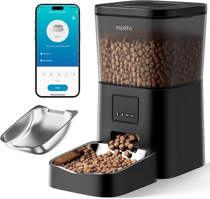 Espelho Automatic Cat Feeders WiFi: 2.4Ghz Smart APP Control- Timed Cat Food Dispenser with Desiccant Bag Keep Fresh for Indoor- Easy Set Up and Clean with Voice Recorder- Up to 10 Meals per Day
