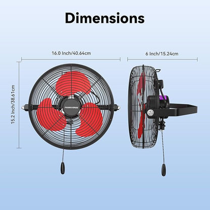 12 Inch Wall Fan Pro Series - Indoor High Velocity Wall Mount Fan for Commercial, Residential, Warehouse, Covered Patio, Shop, Garage, Barn, Gazebo 3 Speed 2800 CFM UL Safety Listed