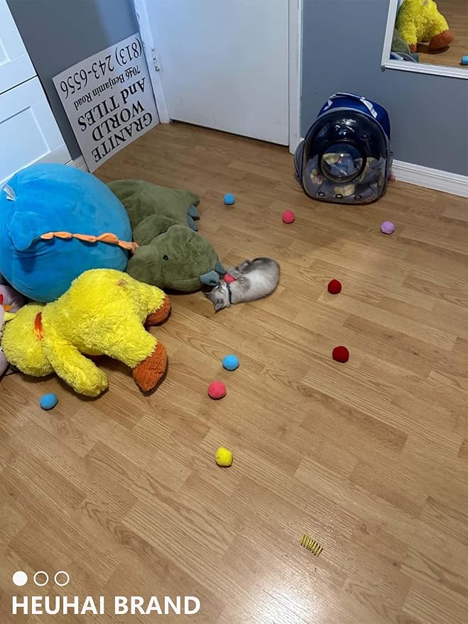 80-Pack Cat Toy Balls 10 Assorted Colors 1.25 Inch Diameter Suitable for All Cat Sizes (Cat Toys Value Pack)