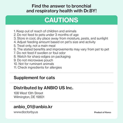 Dr.by Cat Breath Bronchial Supplements Cat Sneezing Treatment Asthma Cold Cough Nose Relief Respiratory&Immune Support with TF-343-30 lickable Formula Individually Packaged, Chicken (1 Pack (8.5OZ))