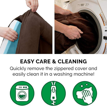 Furhaven Cooling Gel Dog Bed for Large Dogs w/ Removable Bolsters & Washable Cover, For Dogs Up to 125 lbs - Plush & Suede Sofa - Espresso, Jumbo Plus/XXL