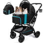 Dog Stroller, Cat Strollers, 5-in-1 Pet Stroller with Detachable Waterproof Carrier for Small/Medium Dogs Cats up to 55lbs, All-in-One Fold Without Detaching Carrier for Dogs Cats 10 lbs to 55 lbs