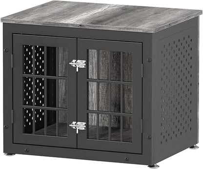 26" Heavy Duty Dog Crate Furniture for Small Dogs, Metal Kennel for High Anxiety Dogs, Chew Proof Pet Cage Indoor, Decorative Dog Kennel End Table