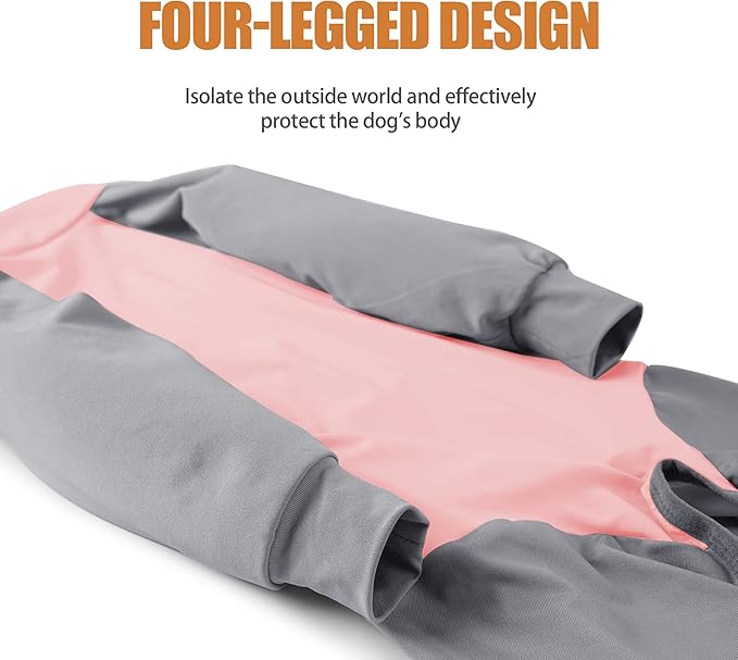 Dog Recovery Suit, Abdominal Wound After Surgery Wear, Prevent Licking Wounds, E-Collar & Cone Alternatives, Long Sleeve Postoperative Shirts Dog Pajamas Prevent Shedding(Large, Pink)