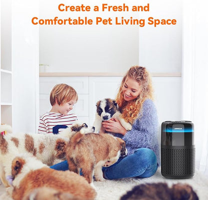 AIRROMI Air Purifier for Bedroom Home,HEPA Filter,Covers Upto 549 Ft²,Quiet 360°intake Air Cleaner with Fragrance ponge for Better Sleep,Night Light,Filters Smoke,Pet Dander,Allergies,Dust,A2005 Black