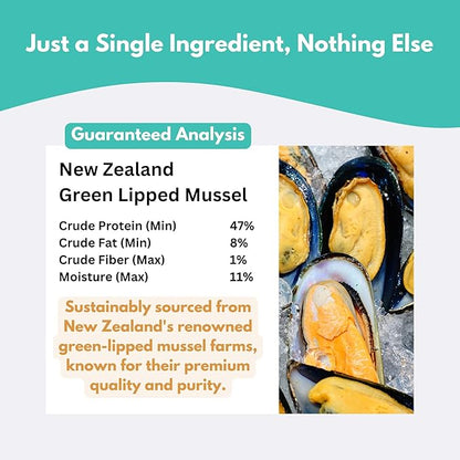 ALFIE'S TREATOS Green Lipped Mussels for Dogs & Cats (5.3 oz, 2x2.65 oz), Value Bundle, Air-Dried Dog Treats, Natural Supplement & Omega-3 Food Topper, Single Ingredient, Freeze-Dried Alternative