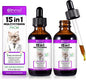 15-in-1 Multivitamin Drops for Cats - Immune Support, Skin & Coat Health, Digestion, Joint Care - with Vitamins A, B, C, D, E - Liquid Supplement for All Life Stages, 2 fl.oz/60ml, 2 Pack