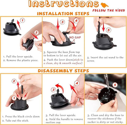 22Pcs 5-in-1 Cat Toys Interactive Cat Toy for Indoor Cats with Sticky Super Suction Cup Detachable Replacements Feathers Balls Mice Spring 3 Wand Hanging Door Kitten Toys