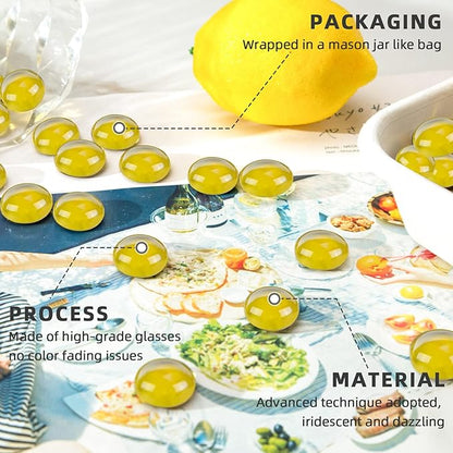 FUTUREPLUSX 1LB Yellow Glass Marbles, Flat Marbles Glass Beads Vase Fillers Decorative Rocks Gold Gemstones for Centerpieces Aquarium Table Scatter Home Decor