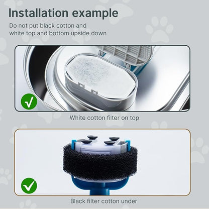 24 Pcs Cat Water Fountain Filters,12 Pack Cat Water Fountain Replacement Filters & 12 Pack Pre-Filter Sponges,Fountain Filter Replacement for Rellaty and Neareal 108oz/3.2L Pet Stainless Fountain