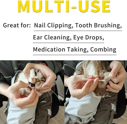 2PCS Cat Wrap for Cutting Nails, 21x21in Self-Adherent Pet Cat Grooming Wrap for Medicine, Nail Clipping, Teeth Brushing, Ear Cleaning | Anti-Escape Anti-Bite Anti-Scratch (Solid)