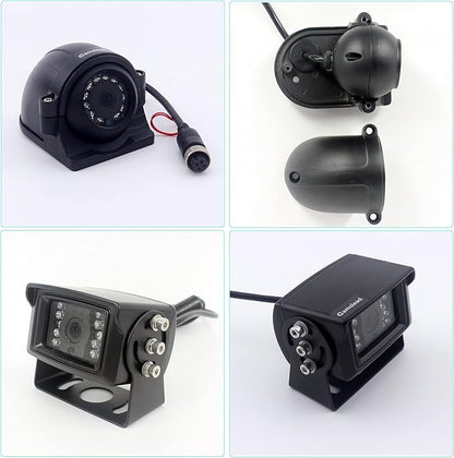 10 inch Screen 1080P Backup Camera System with Wired, DVR Recorder, Quad Split Screen, Car Monitor + 2X Waterproof Reversing Cameras + 2X Safety Sides Camera, for Camper, Trailers, Truck, RV