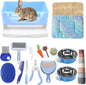 25 Pcs Large Rabbit Starter Kit, Bunny Litter Box with Drawer Animal Grooming Kit Stacking Cups Bowl Blankets Mat with Cleaning Set for Adult Guinea Pig, Ferret, Hamster, Bunnies Accessories (Blue)