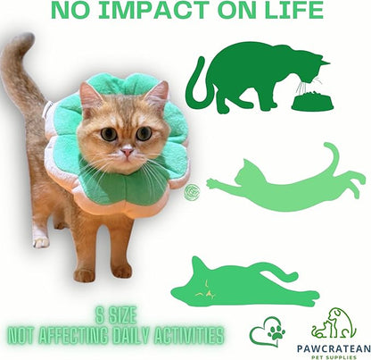Adjustable Comfy Flower Style Elizabeth Collar for Cats Puppies Soft Recovery Cone Pet Protective Neck Collar (Green, Medium)